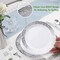 175 Pieces Silver Dinnerware Set 25 Guest-50 Silver Lace Plastic Plates-25 Silver Plastic Silverware-25 Silver Plastic Cups-25 Silver Paper Napkins, FOCUSLINE Disposable Dinnerware Set